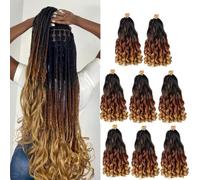 Shinon 16inchs French Curl Crochet Braiding Hair 8packs Loose Wavy Crochet Hair for Braids Pre Stretched Synthetic Extensions Bouncy Braiding Hair Extensions (C15#)