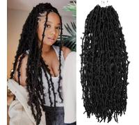 Shinon 18''Butterfly Locs Crochet Hair 36 Stands Crochet Butterfly Locs with Curly Ends Boho Distressed Butterfly Locs Crochet Hair (1B#, 18 inch)