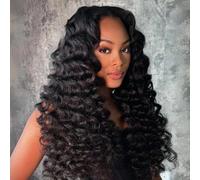 Shinon 20" 13x4 HD Loose Deep Wig Full Lace Front Wigs Human Hair Loose Wave 15A Human Hair Pre Plucked 200% Density Loose Deep Glueless Wigs Natural Black Color