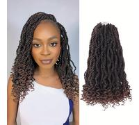 Shinon 8-Pack Pre-Looped Wavy Senegalese Twist Synthetic Crochet Hair Extensions (T27#, 8INCH)