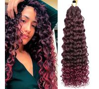 Shinon Gogo Curl Crochet Hair 2/6 Packs Pretwisted Curly Crochet Hair Pre looped water wave crochet hair Ocean Wave Crochet Hair Beach Curl Crochet Hair (TBUG, 18"(6PACKS))