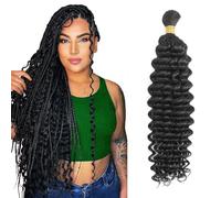 Shinon Human Braiding Hair for Boho Braids Virgin Hair Weave 100g Unprocessed Human Hair Bundles Human Hair Extensions (1B#, 18")
