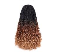 Shinon Senegalese Twist Crochet Hair with Wavy Ends 14” 6 Packs Short Bob Natural Black Boho Havana Twist Crochet Braids Synthetic Braiding Hair (1B-27/30#)