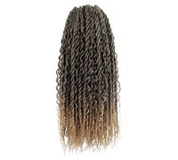 Shinon Senegalese Twist Crochet Hair with Wavy Ends 14” 6 Packs Short Bob Natural Black Boho Havana Twist Crochet Braids Synthetic Braiding Hair (T27#)