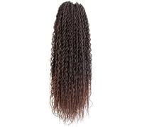 Shinon Senegalese Twist Crochet Hair with Wavy Ends 14” 6 Packs Short Bob Natural Black Boho Havana Twist Crochet Braids Synthetic Braiding Hair (T30#)