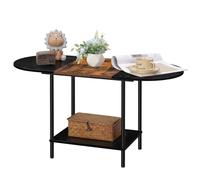 Shinoske Coffee Table for Living Room, 2-Tier Oval Table with Open Shelf, Modern Centre Table for Small Spaces, Bedroom - Sturdy Metal Frame & MDF Board,Brown & Black