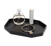 Shinowa 8" Small Octagon Bathroom Vanity Tray, Resin Decorative Perfume Tray Jewelry Ring Dish Tray,Vanity Tray for Bathroom Candle Perfume Soap Shampoo, Black