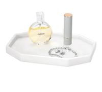 Shinowa 8" Small Octagon Bathroom Vanity Tray, Resin Decorative Perfume Tray Jewelry Ring Dish Tray,Vanity Tray for Bathroom Candle Perfume Soap Shampoo, Milky White