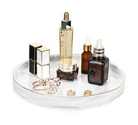 Shinowa Ceramic Decorative Tray, Bathroom Vanity Tray, Perfume Tray Cosmetic Tray for Dresser-Tops Office Living Room Kitchen Countert, White Marble