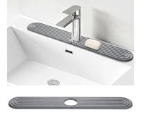 Shinowa Diatomite Kitchen Sink Mat, Drying Rack, Splash Guard, Quick Drying Water Stone, Sink Mat for Kitchen Bathroom, Included Sand Paper (Dark Grey, 24'' x 4'')