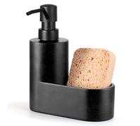 Shinowa Dish Soap Dispenser with Sponge Holder, Refillable Kitchen Dish Soap Dispenser Pump, 2-in-1 Countertop Soap Pump Dispenser for Kitchen Sink and Bathroom, Gravel Black