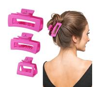 Shinowa Hair Claw Clips, 3 Pieces Leopard Print Claw Clip, Strong Hold Hair Jaw Clips for Thick Hair, Hair Accessories for Women Girls, Rose Red