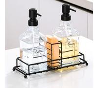 Shinowa Kitchen Soap Dispenser Set, Hand and Dish Soap Dispenser Set with Tray, 2-Pack Thick Glass Soap Dispenser for Kitchen & Bathroom, Soap and Lotion Dispenser Set Kit with Pump