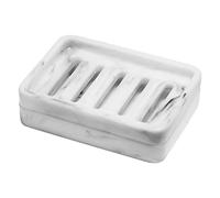 Shinowa Resin Soap Dish, Self-Draining Bar Soap Holder Tray Soap Saver with Drainable Board, Dual Layer Soap Sponge Holder for Bathroom Kitchen Shower Bathtub Sink Counter-top, Marble White