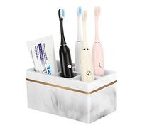 Shinowa Resin Toothbrush Holder, 5 Slots Hygienic Electric Toothbrush Holder Storage Stand Organizer for Toothbrush, Toothpaste, Razor, Gravel White