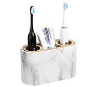 Shinowa Toothbrush Holder,Premium Toothbrush Organizer,Bathroom Storage Organizer for Electric Toothbrush, Toothpaste, Razor, Comb, Gravel White