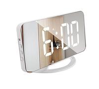 SHINROAD 1 Set Desktop Hanging Clock fine Workmanship LED Mirror Display Durable USB Charging ABS Alarm Clock for Bedroom Office Living Room 1