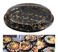 SHINROAD 10Pack Buffet Trays with Lids, Reusable Plastic Sandwich Platters Tray with Clear Lids, Serving Platters for Party Food Snack Cake Fruit (M)