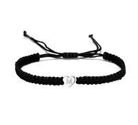 SHINROAD 26 English Letters Initial Cuff Bracelets Black Love Heart Name Alphabet Bangle Gift for Women Girls Daughter Sister Family Christmas Birthday Granddaughter (M)