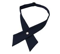 SHINROAD Adjustable Buckle Bow Tie Fastened Women's Solid Color Criss-cross Design Neck Easy Fastening Graduation Work Uniforms Navy Blue