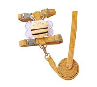 SHINROAD Anti-escape Cat Strap Harness Adjustable Leash Set Escape Proof Kitten with Cartoon Bee Design for Small to Medium Cats Dogs Lightweight Comfortable Yellow S
