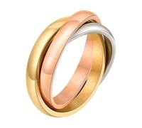 SHINROAD Anti-Rust Ring Titanium Steel Retro 3-Layered Tangled in Contrast Color Polished Luster Anti-Oxidation Unisex Finger Jewelry for Rose Gold US 9