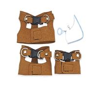 SHINROAD Anti-rust Swivel Hook Lizard Leash Harness with Nylon Tape Bearded Dragon Set Faux Leather Reptile Adjustable Retractable Chest Neck Protection for Brown A