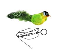 SHINROAD Cat Toy with Hanging Ring for Teasing Pole Feline Teaser Realistic Simulation Interactive Toys Plush Squeaky Sound Playful Cats Entertain Bond Pet Green