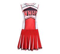 SHINROAD Cheerleading Performance Clothes Cheerleader Costume Set Outfit 2 Pcs/set Sleeveless Top Skirt for High School Glee Club Vibrant Colors Dance Red S