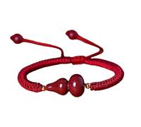 SHINROAD Chinese Zodiac Bracelet Hand Rope Unisex Gourd Design Adjustable Tassel Ethnic Style Jewelry Handmade Weave Good Luck Charm for Wine Red