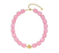 SHINROAD Chunky Necklaces for Women Multicoloured Resin Beaded Square Short Necklace Trendy Boho Collar Choker for Summer Beach Holiday Party B