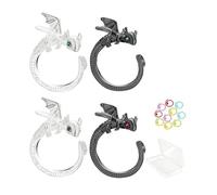 SHINROAD Crochet Stitch Markers Adjustable Tension Rings Dragon Crocheting with Metal Spiral Yarn Holder Ring Storage Box for Knitting C