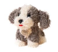 SHINROAD Curly Teddy Style Fluffy Haired Plush Dog Toy Soft Touch Stuffed Animal with Pp Cotton Filling Decorative Sofa Ornament Cuddle Buddy for Kids Small Grey