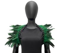 SHINROAD Dancer Feather Shawl Scarf Shrug Shoulder Wrap Cape Soft Adjustable Lace Decor Gothic Cosplay Party Body Stage Performance F Green 80 cm