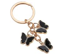 SHINROAD Drop Oil Key Chain Tassel Keychain Butterfly Charms Stainless Exquisite Shoulder Bag Schoolbag Decoration Hanging Pendant Smooth Black