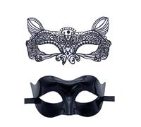 SHINROAD Elegant Lace Face Masque for Women 2 Pcs Set Men Venetian Party Masques Prom Ball Mardi Gras Halloween Accessories S