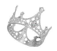 SHINROAD Faux Crystal Cake Topper Decoration Crown Tiara Sparkling for Wedding Birthday Baby Shower Princess Decor Creative Cupcake Toppers Fancy Silver