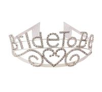 SHINROAD Hairstyle Headgear Women Rhinestone Crown Letter Shape Hollow Anti-Rust Shiny Bridal Wedding Hair Accessories Bridesmaid Jewelry Silver