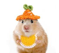 SHINROAD Hand-woven Polyester Fleece Hamster Hat Set Tiny Knitted Bandana for Small Animals Adjustable Dress-up Costume Accessories Hamsters Guinea Pigs Cute G