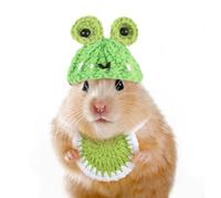 SHINROAD Hand-woven Polyester Fleece Hamster Hat Set Tiny Knitted Bandana for Small Animals Adjustable Dress-up Costume Accessories Hamsters Guinea Pigs Cute E