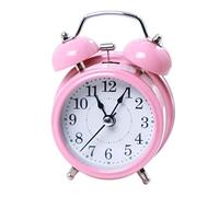 SHINROAD Heavy Sleepers Alarm Clock Durable Twin Bell Silent Movement Metal Accurate Creative Glass Alarm Clock for Desktop Living Room, Office Pink