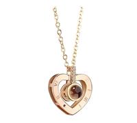 SHINROAD I Love Necklace Personalized Photo Projection Romantic Couple Jewelry with 100 Languages Hypoallergenic Pendant for Valentine's B