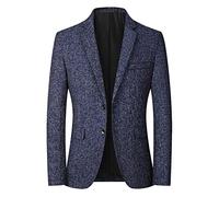 SHINROAD Men's jacket Blazer Solid Color Single Breasted soft and comfortable Autumn Winter Two Buttons Pockets Suit Men Coat for Wedding dating offices Navy Blue L
