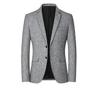 SHINROAD Men's jacket Blazer Solid Color Single Breasted soft and comfortable Autumn Winter Two Buttons Pockets Suit Men Coat for Wedding dating offices Grey 4XL