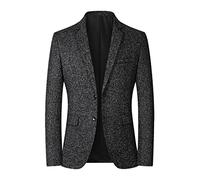 SHINROAD Men's jacket Blazer Solid Color Single Breasted soft and comfortable Autumn Winter Two Buttons Pockets Suit Men Coat for Wedding dating offices Black L