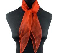 SHINROAD Mesh Solid Color Scarf Kerchief 2 Pcs Women Smooth Satin See-Through Thin Adjustable Decorative Lightweight Soft Aquaman Dan Red