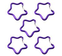 SHINROAD Outdoor Carabiner Five-pointed Star 5pcs Shaped Clips Heavy Duty Aluminum Alloy Lightweight Camping Climbing Snap Hooks Corrosion Wear Resistant Purple