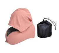 SHINROAD Packaging Efficient Travel Pillow Hooded U-shaped with 360-degree Neck Support Light-blocking Privacy Hood Zippered Removable Pink One Size