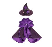 SHINROAD Pet Cosplay Outfit Fashionable Costume Halloween Cloak for Small Dog Cat Kitten Adjustable Witch Hat Set Dress-up Accessories Purple