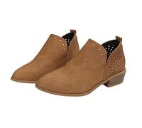 SHINROAD Pointed Toe Boots Comfortable Materials Short Retro Style Women's Ankle Lightweight Casual Shoes for Beach Wedding Parties Brown 42